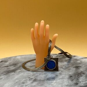 Vintage sterling 925 silver necklace butterfly wing blue signed - 00G08D